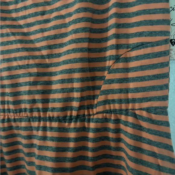 Striped Sleeveless Dress - Orange and Grey - Picture 6 of 7